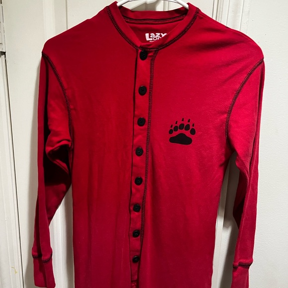 Lazy One Red Onesie with Bear Bum design on detachable back - Picture 12 of 16